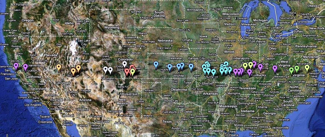 Map Of United States 37th Parallel 37 Degree Latitude, The Paranormal Freeway !