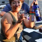 Sampling the Galactic White wine during the Sturgis Rally at the Rush-No-More Campground.