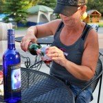 Sampling the "Cosmic Red" during the Sturgis Ralley at the "Rush-No-More" campground.