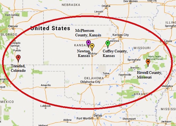 Cattle mutilation map of 2015 and 1800's